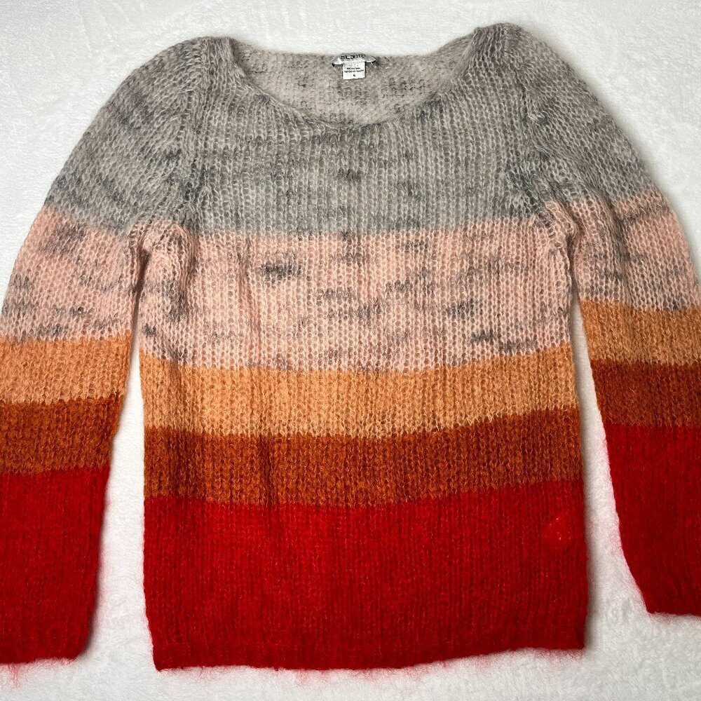 Ailanto Mohair Gray Red Pink Stripe Colorblock Lightweight Made in Spain Size M